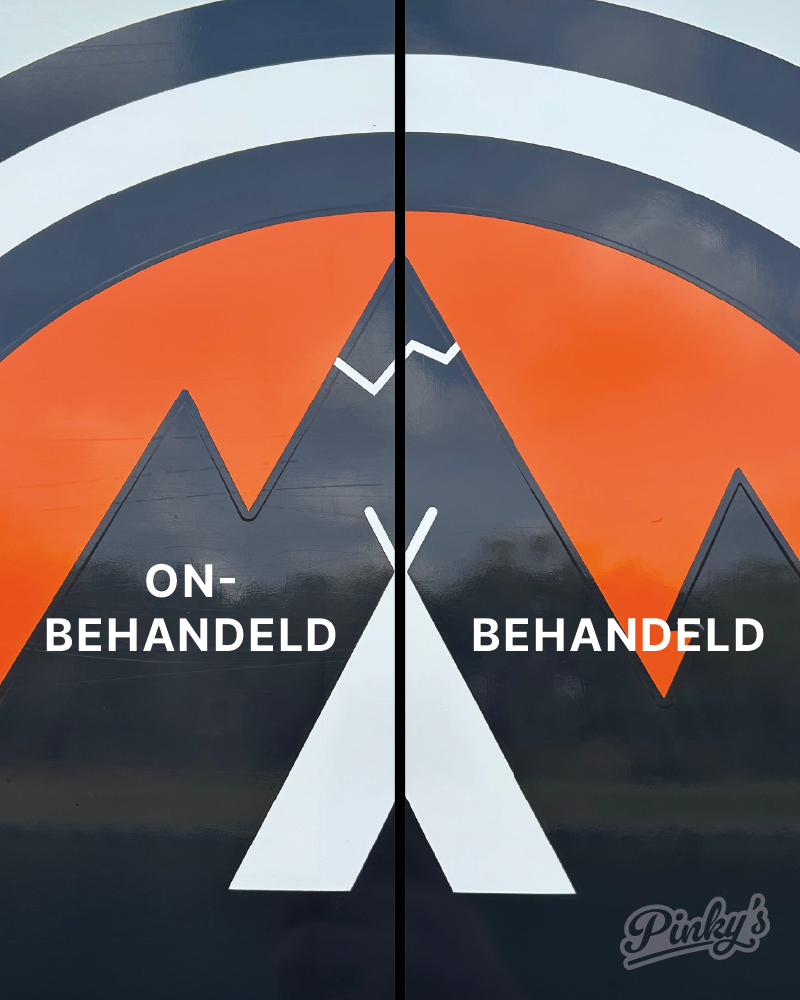 Linkse kant is onbehandeld, rechtse kant is behandeld. 
